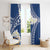 Polynesian Vintage Floral Window Curtain Navy Blue Motifs - Polynesian Pride