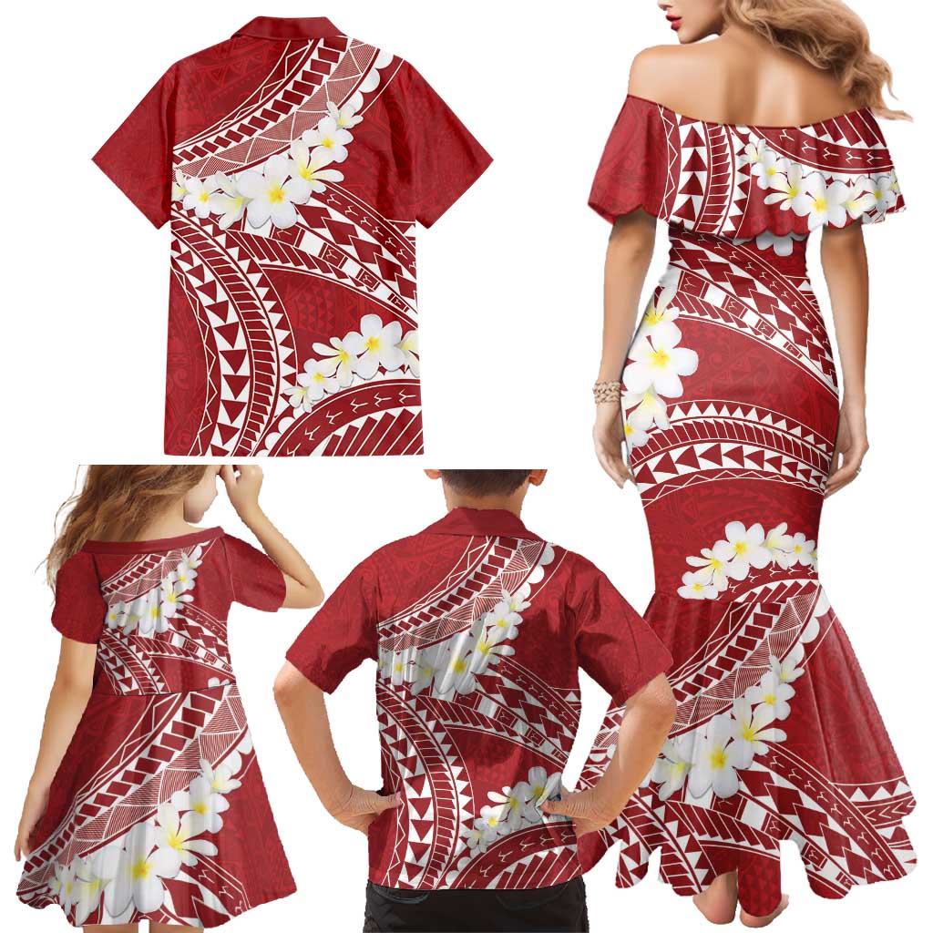 Polynesian Vintage Floral Family Matching Mermaid Dress and Hawaiian Shirt Scarlet Motifs LT7 - Polynesian Pride