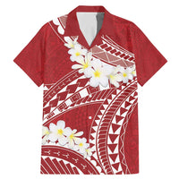 Polynesian Vintage Floral Family Matching Mermaid Dress and Hawaiian Shirt Scarlet Motifs LT7 Dad's Shirt - Short Sleeve Scarlet - Polynesian Pride