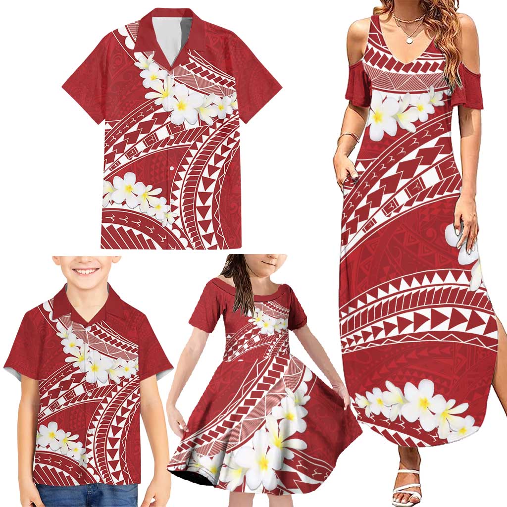 Polynesian Vintage Floral Family Matching Summer Maxi Dress and Hawaiian Shirt Scarlet Motifs LT7 - Polynesian Pride