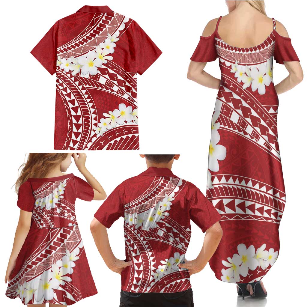Polynesian Vintage Floral Family Matching Summer Maxi Dress and Hawaiian Shirt Scarlet Motifs LT7 - Polynesian Pride