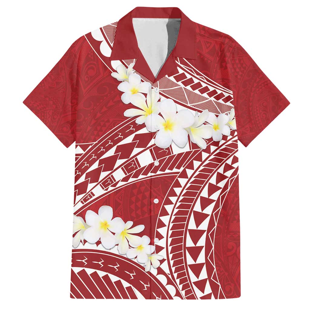 Polynesian Vintage Floral Family Matching Summer Maxi Dress and Hawaiian Shirt Scarlet Motifs LT7 Dad's Shirt - Short Sleeve Scarlet - Polynesian Pride