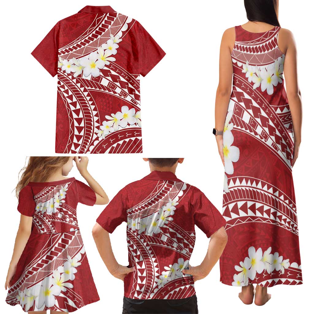 Polynesian Vintage Floral Family Matching Tank Maxi Dress and Hawaiian Shirt Scarlet Motifs LT7 - Polynesian Pride