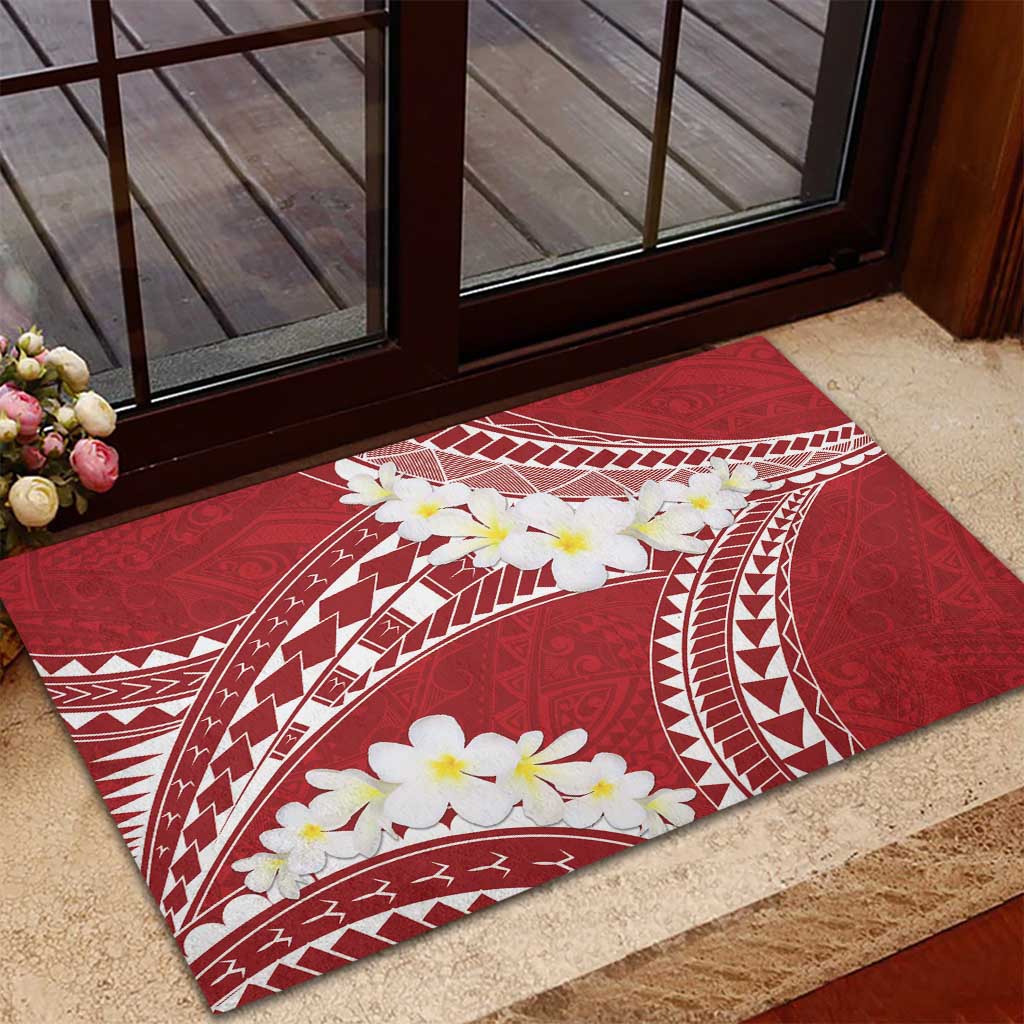 Polynesian Vintage Floral Rubber Doormat Scarlet Motifs - Polynesian Pride