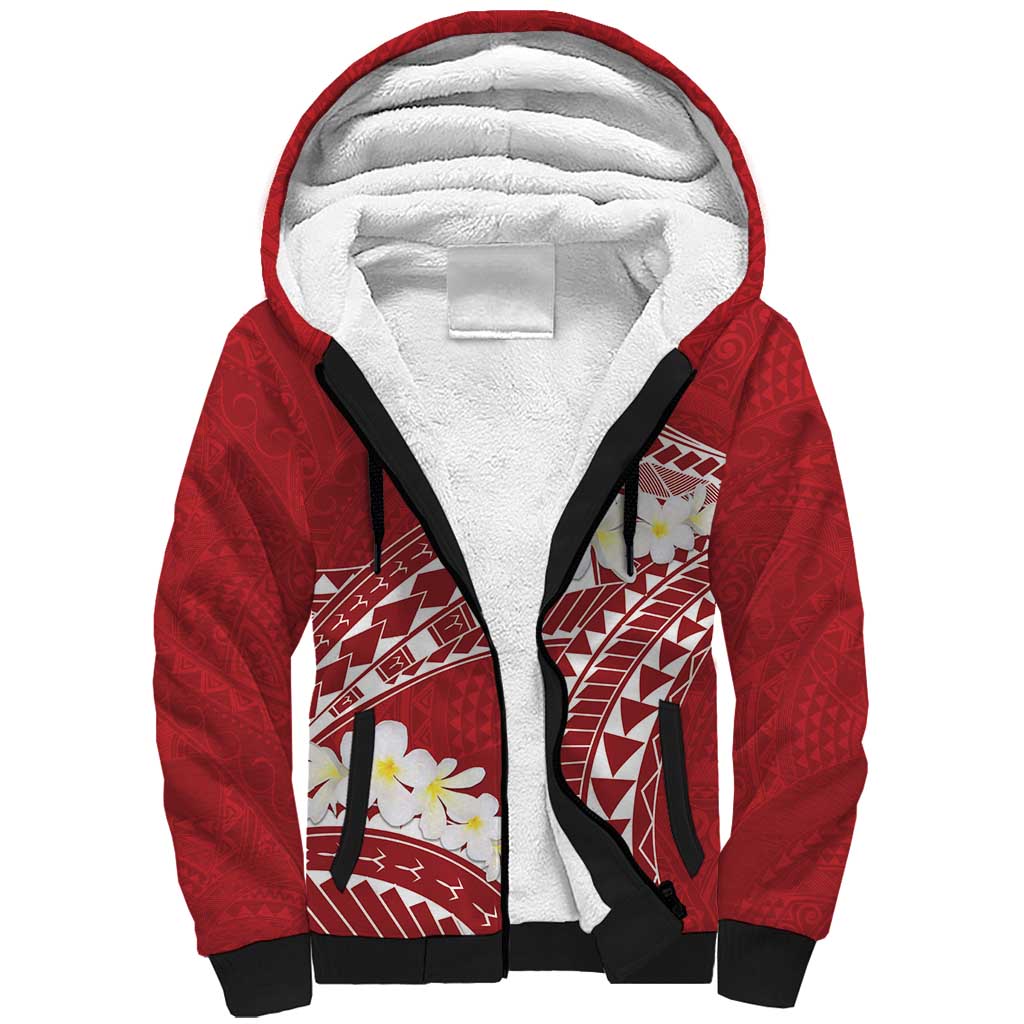 Polynesian Vintage Floral Sherpa Hoodie Scarlet Motifs LT7 Unisex Scarlet - Polynesian Pride
