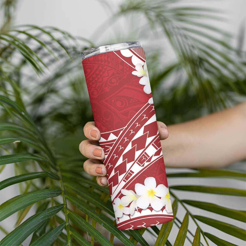 Polynesian Vintage Floral Skinny Tumbler Scarlet Motifs LT7 - Polynesian Pride