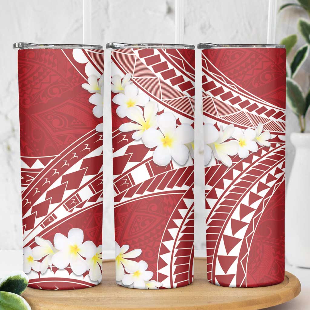 Polynesian Vintage Floral Skinny Tumbler Scarlet Motifs LT7 - Polynesian Pride