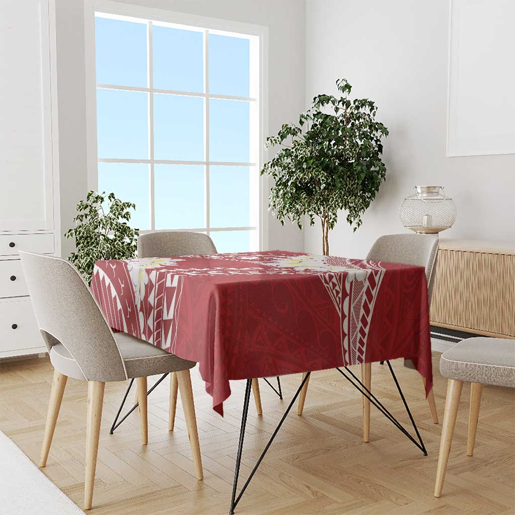 Polynesian Vintage Floral Tablecloth Scarlet Motifs - Polynesian Pride