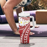 Polynesian Vintage Floral Tumbler With Handle Scarlet Motifs - Polynesian Pride