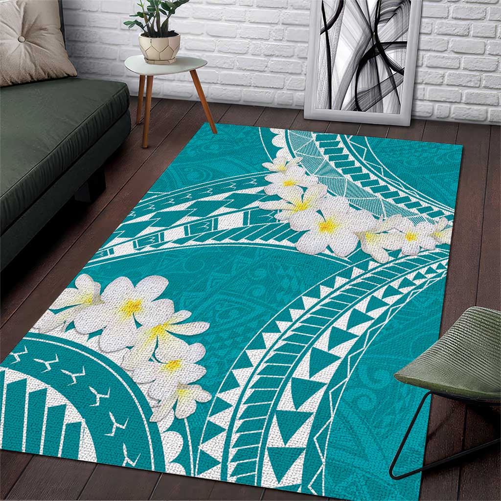 Polynesian Vintage Floral Area Rug Teal Motifs LT7 Teal - Polynesian Pride