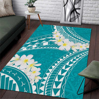 Polynesian Vintage Floral Area Rug Teal Motifs LT7 Teal - Polynesian Pride