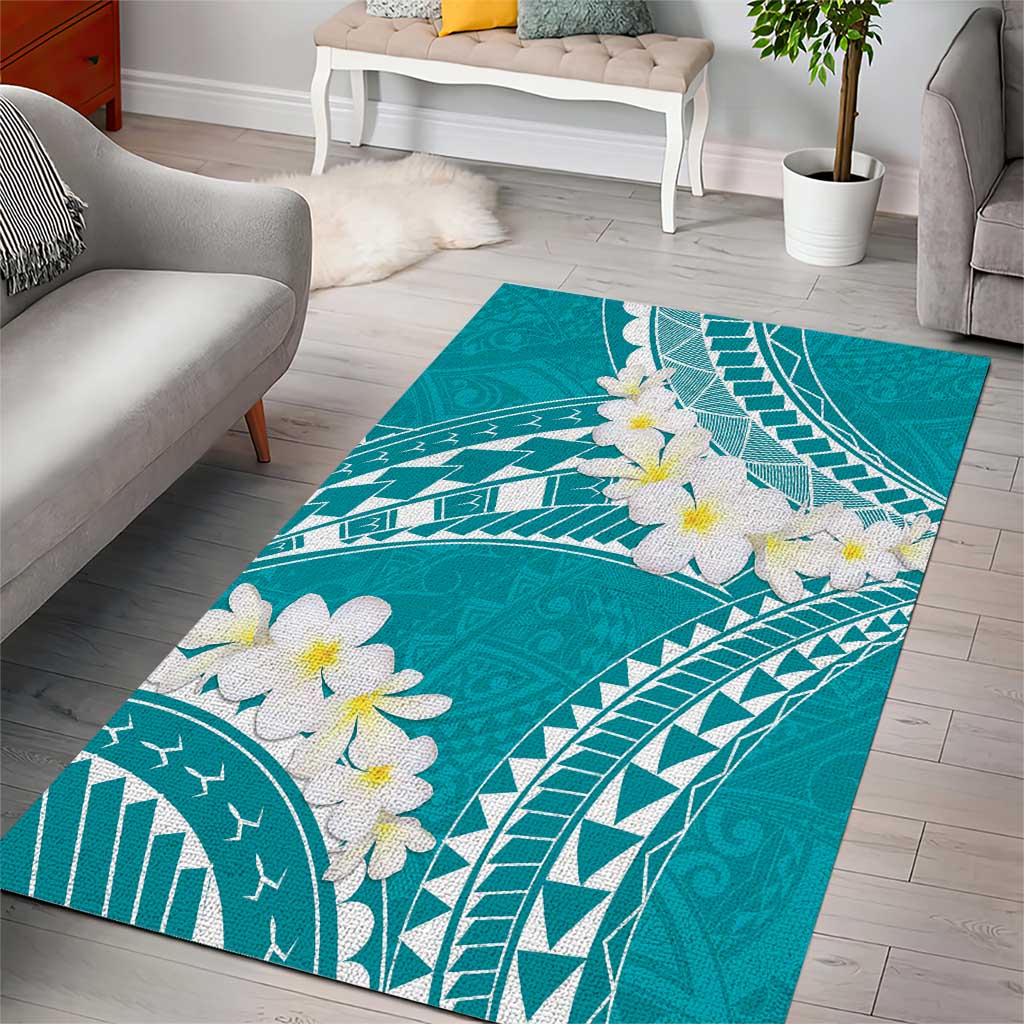 Polynesian Vintage Floral Area Rug Teal Motifs LT7 - Polynesian Pride