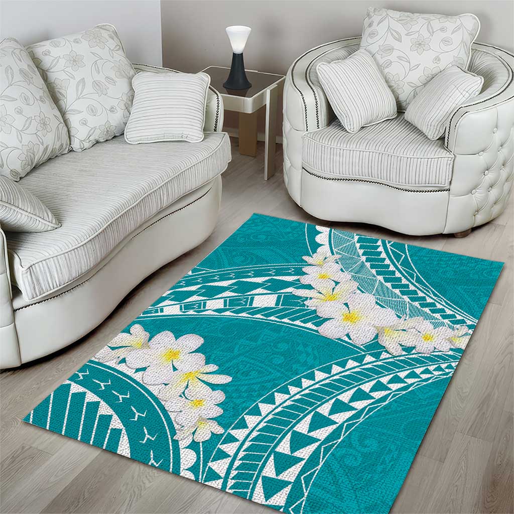 Polynesian Vintage Floral Area Rug Teal Motifs LT7 - Polynesian Pride