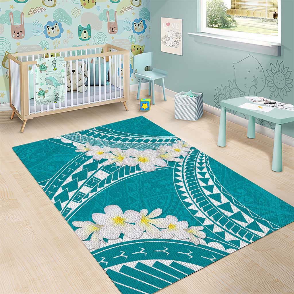 Polynesian Vintage Floral Area Rug Teal Motifs LT7 - Polynesian Pride