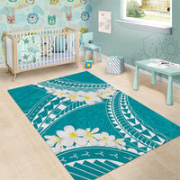 Polynesian Vintage Floral Area Rug Teal Motifs LT7 - Polynesian Pride