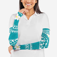 Polynesian Vintage Floral Arm Sleeves Teal Motifs - Polynesian Pride