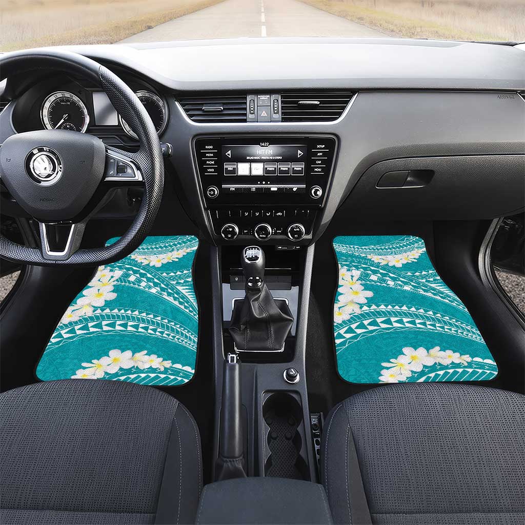 Polynesian Vintage Floral Car Mats Teal Motifs - Polynesian Pride