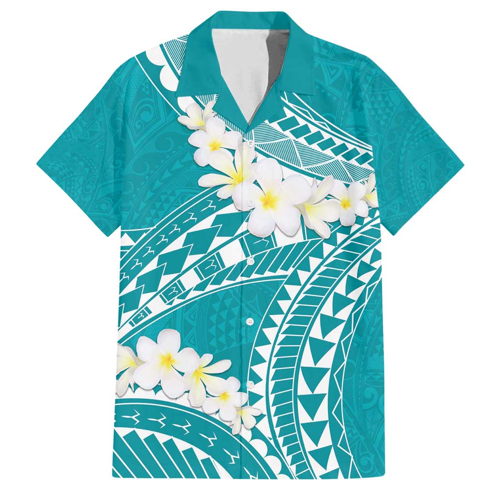 Polynesian Vintage Floral Family Matching Summer Maxi Dress and Hawaiian Shirt Teal Motifs LT7 Dad's Shirt - Short Sleeve Teal - Polynesian Pride