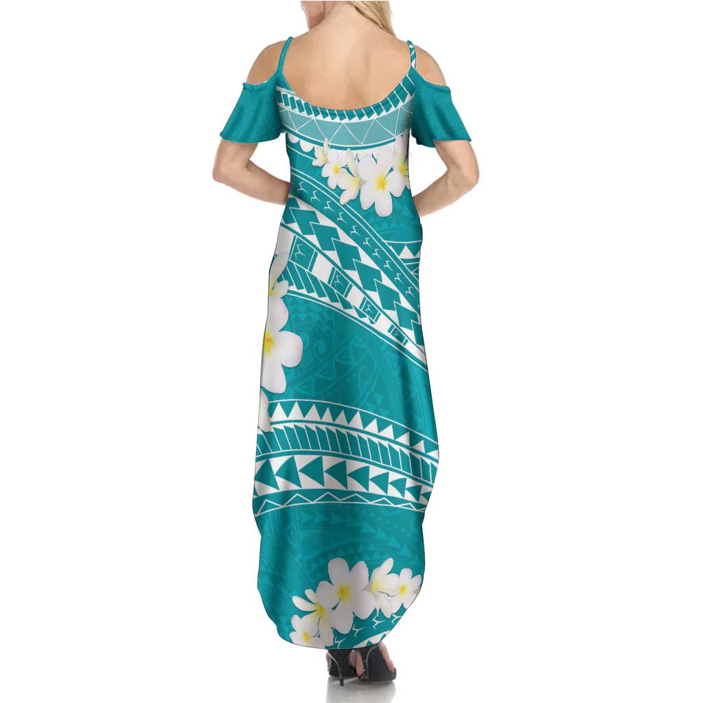 Polynesian Vintage Floral Family Matching Summer Maxi Dress and Hawaiian Shirt Teal Motifs LT7 - Polynesian Pride