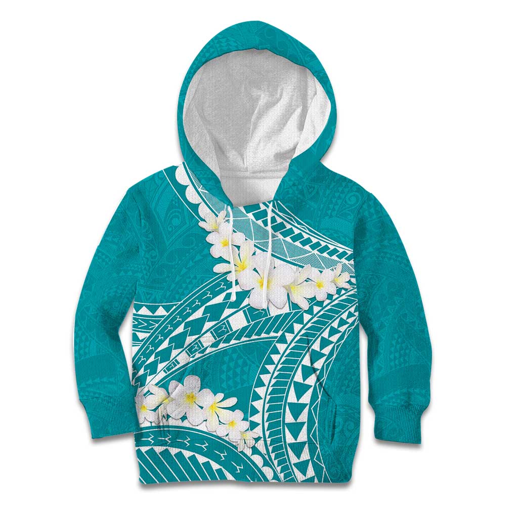Polynesian Vintage Floral Kid Hoodie Teal Motifs LT7 Hoodie Teal - Polynesian Pride