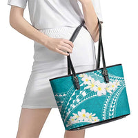 Polynesian Vintage Floral Leather Tote Bag Teal Motifs LT7 - Polynesian Pride