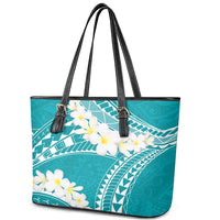 Polynesian Vintage Floral Leather Tote Bag Teal Motifs LT7 - Polynesian Pride