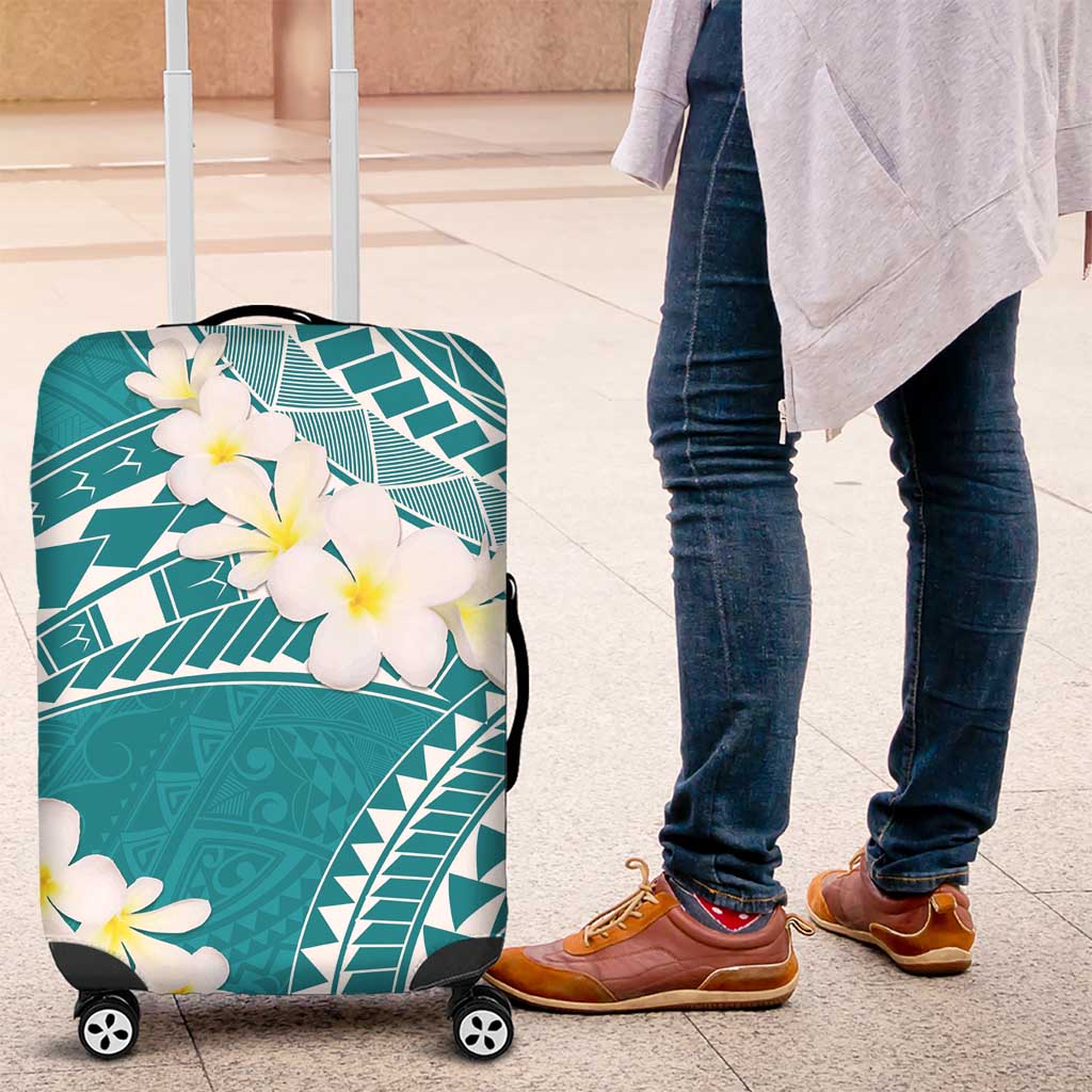Polynesian Vintage Floral Luggage Cover Teal Motifs LT7 Teal - Polynesian Pride