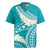 Polynesian Vintage Floral Rugby Jersey Teal Motifs - Polynesian Pride