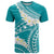 Polynesian Vintage Floral T Shirt Teal Motifs - Polynesian Pride