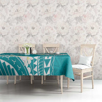 Polynesian Vintage Floral Tablecloth Teal Motifs - Polynesian Pride