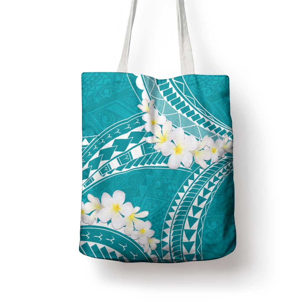 Polynesian Vintage Floral Tote Bag Teal Motifs LT7 - Polynesian Pride