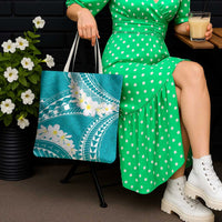 Polynesian Vintage Floral Tote Bag Teal Motifs LT7 - Polynesian Pride