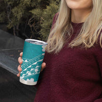 Polynesian Vintage Floral Tumbler Cup Teal Motifs - Polynesian Pride
