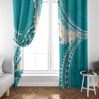 Polynesian Vintage Floral Window Curtain Teal Motifs - Polynesian Pride