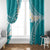 Polynesian Vintage Floral Window Curtain Teal Motifs - Polynesian Pride