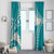 Polynesian Vintage Floral Window Curtain Teal Motifs - Polynesian Pride
