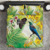New Zealand Maori Mahuru Bedding Set Tui With Pikawakawa Spring Colors LT7 Multicolor - Polynesian Pride
