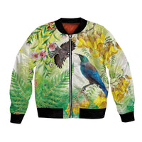 New Zealand Maori Mahuru Bomber Jacket Tui With Pikawakawa Spring Colors LT7 Unisex Multicolor - Polynesian Pride