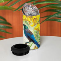 New Zealand Maori Mahuru 4 in 1 Can Cooler Tumbler Tui With Pikawakawa Spring Colors LT7 - Polynesian Pride