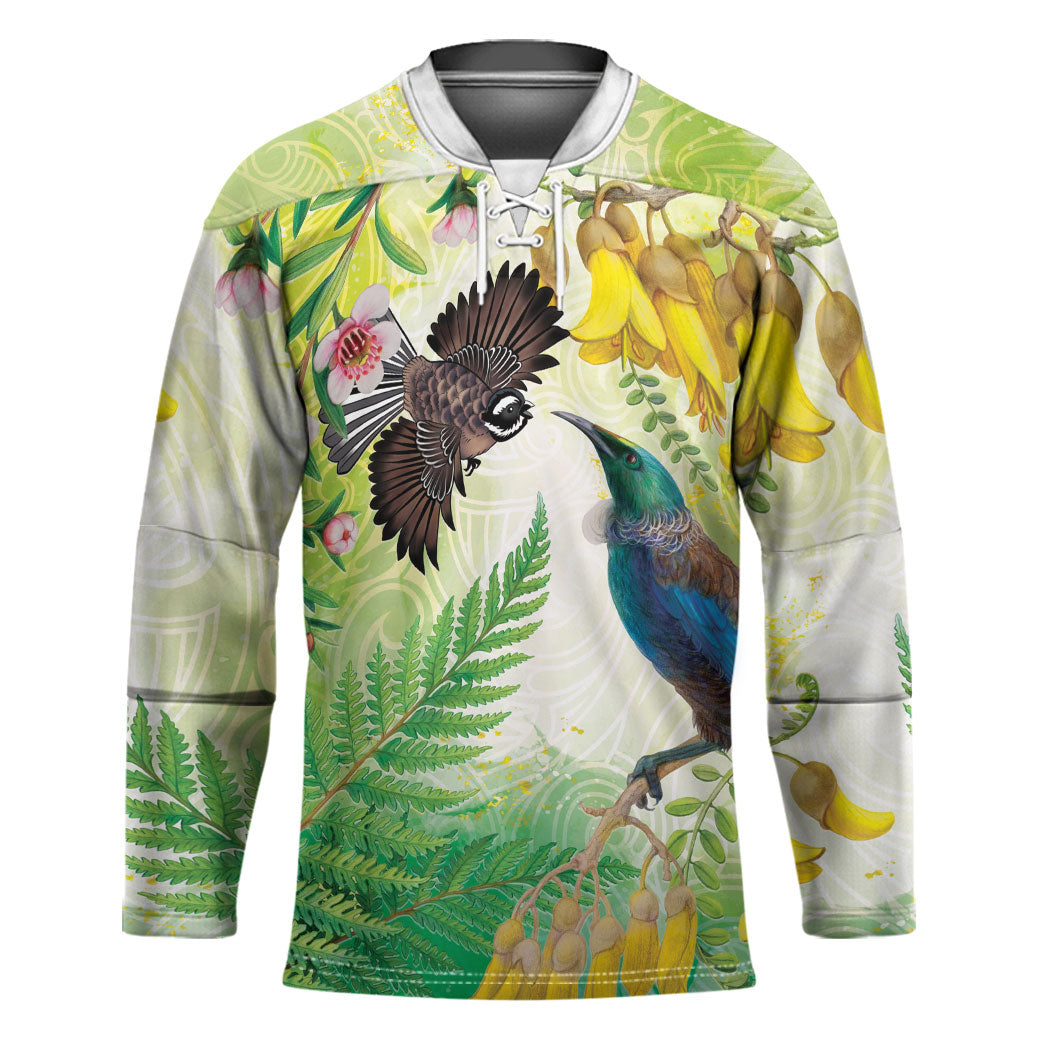 New Zealand Maori Mahuru Hockey Jersey Tui With Pikawakawa Spring Colors LT7 Unisex Multicolor - Polynesian Pride