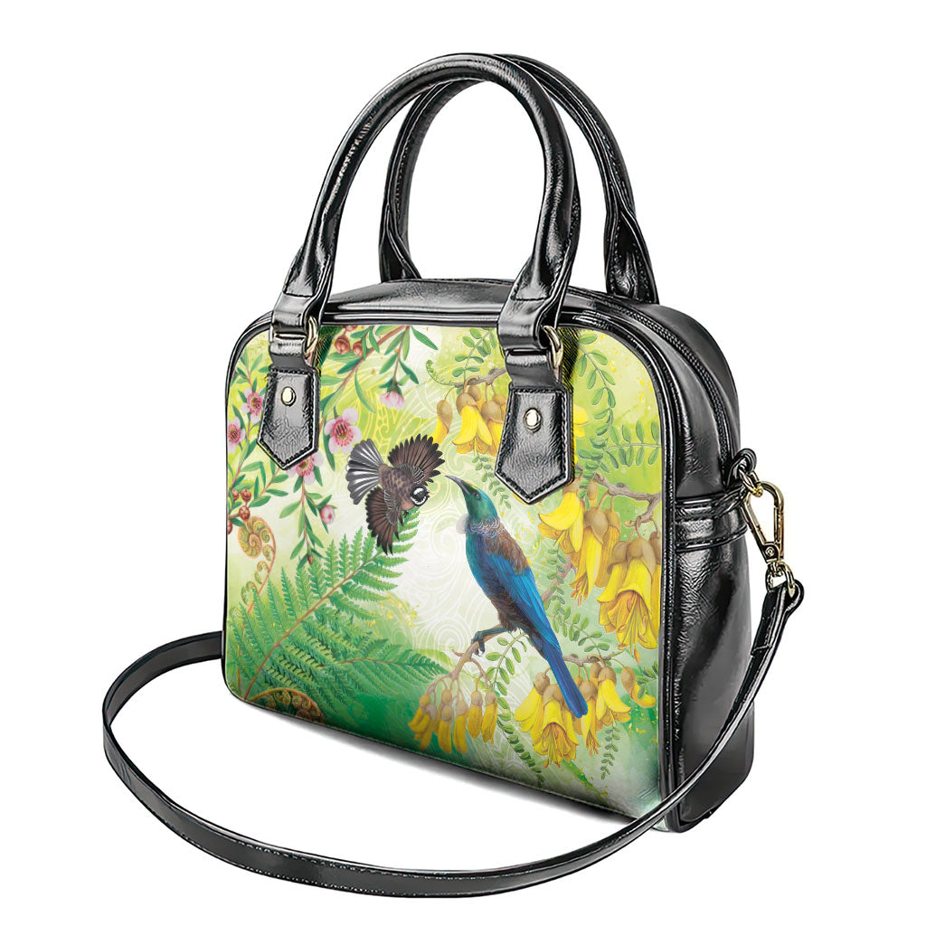 New Zealand Maori Mahuru Shoulder Handbag Tui With Pikawakawa Spring Colors LT7 - Polynesian Pride