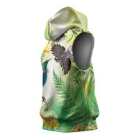 New Zealand Maori Mahuru Sleeveless Hoodie Tui With Pikawakawa Spring Colors LT7 - Polynesian Pride