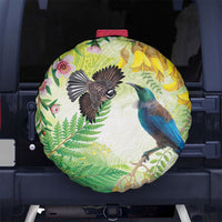 New Zealand Maori Mahuru Spare Tire Cover Tui With Pikawakawa Spring Colors LT7 No hole Multicolor - Polynesian Pride