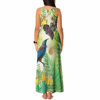 New Zealand Maori Mahuru Tank Maxi Dress Tui With Pikawakawa Spring Colors LT7 - Polynesian Pride