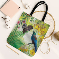 New Zealand Maori Mahuru Tote Bag Tui With Pikawakawa Spring Colors LT7 Black Strap One Size Multicolor - Polynesian Pride