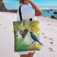New Zealand Maori Mahuru Tote Bag Tui With Pikawakawa Spring Colors LT7 - Polynesian Pride