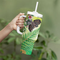New Zealand Maori Mahuru Tumbler With Handle Tui With Pikawakawa Spring Colors LT7 - Polynesian Pride