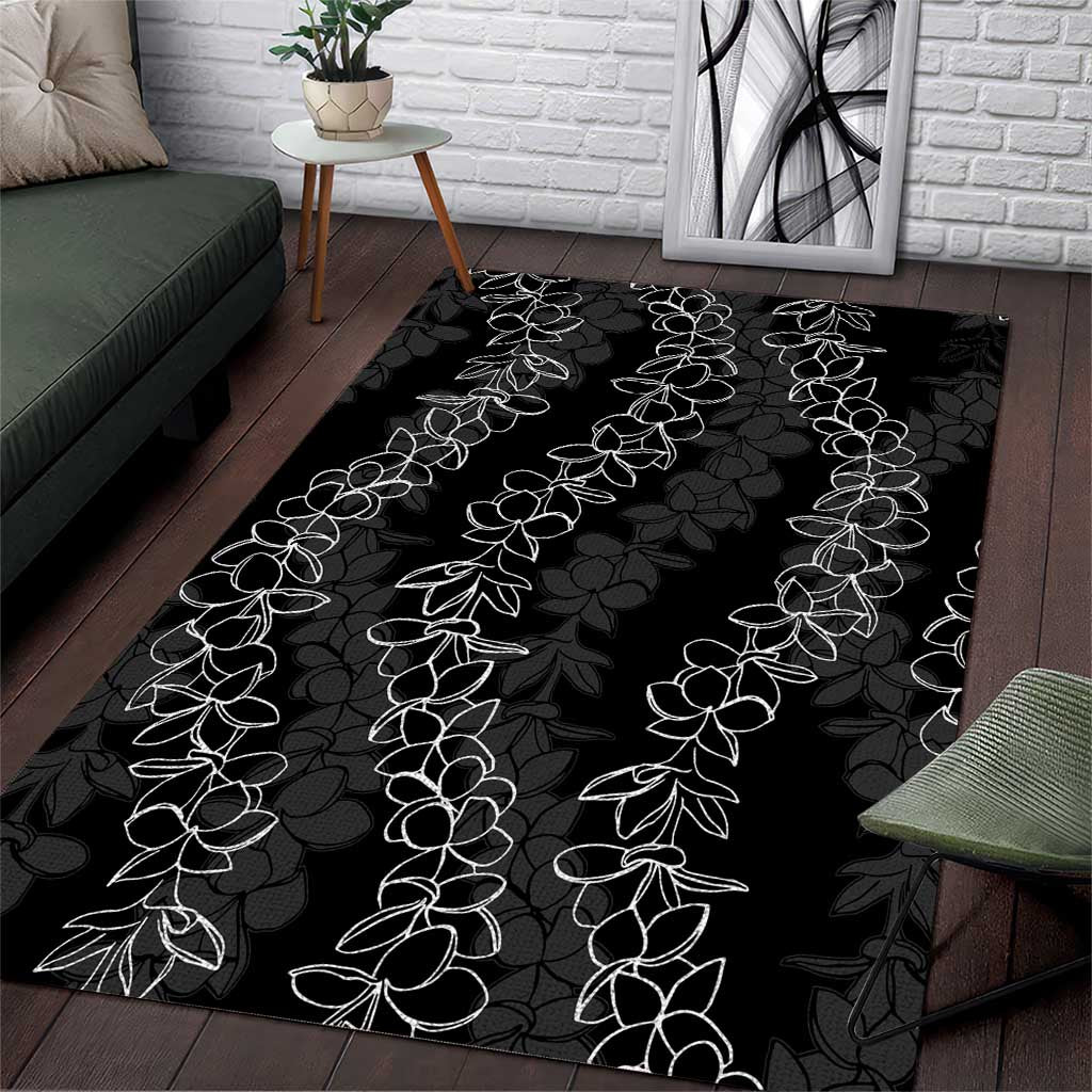 Hawaii Plumeria Lei Area Rug Aloha Festive Vibe LT7 Black - Polynesian Pride