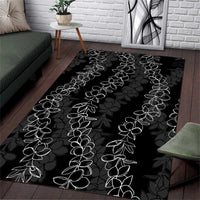 Hawaii Plumeria Lei Area Rug Aloha Festive Vibe LT7 Black - Polynesian Pride