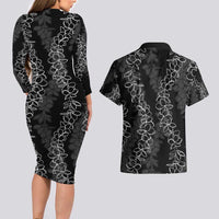 Hawaii Plumeria Lei Couples Matching Long Sleeve Bodycon Dress and Hawaiian Shirt Aloha Festive Vibe LT7 - Polynesian Pride